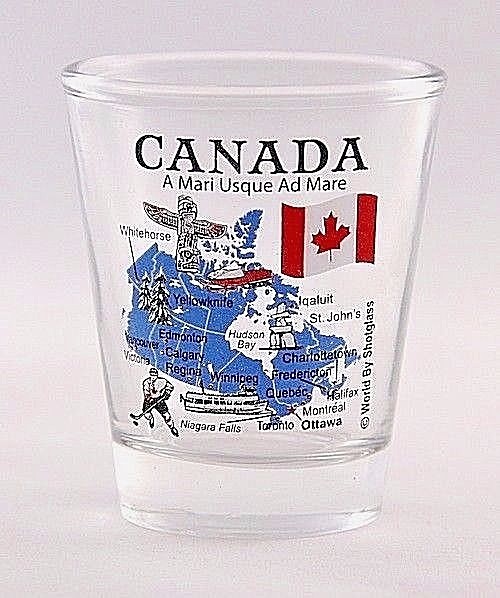 CANADA LANDMARKS AND ICONS COLLAGE CLEAR SHOT GLASS SHOTGLASS