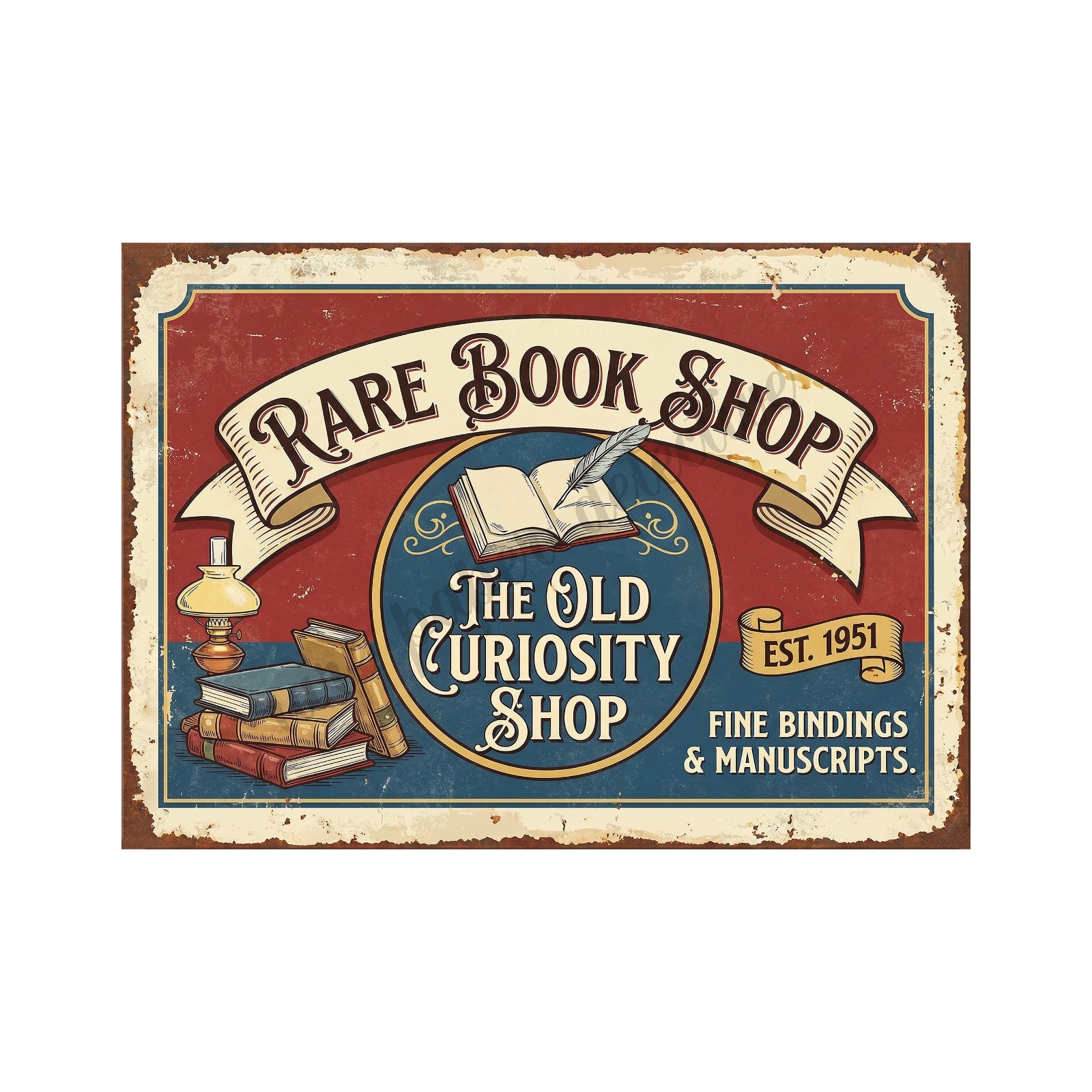 Vintage Advertising Sign Print Rare Book Shop Retro 1950s, 5 Vintage Advertising Sign Print Rare Book Shop Retro 1950s, 5
