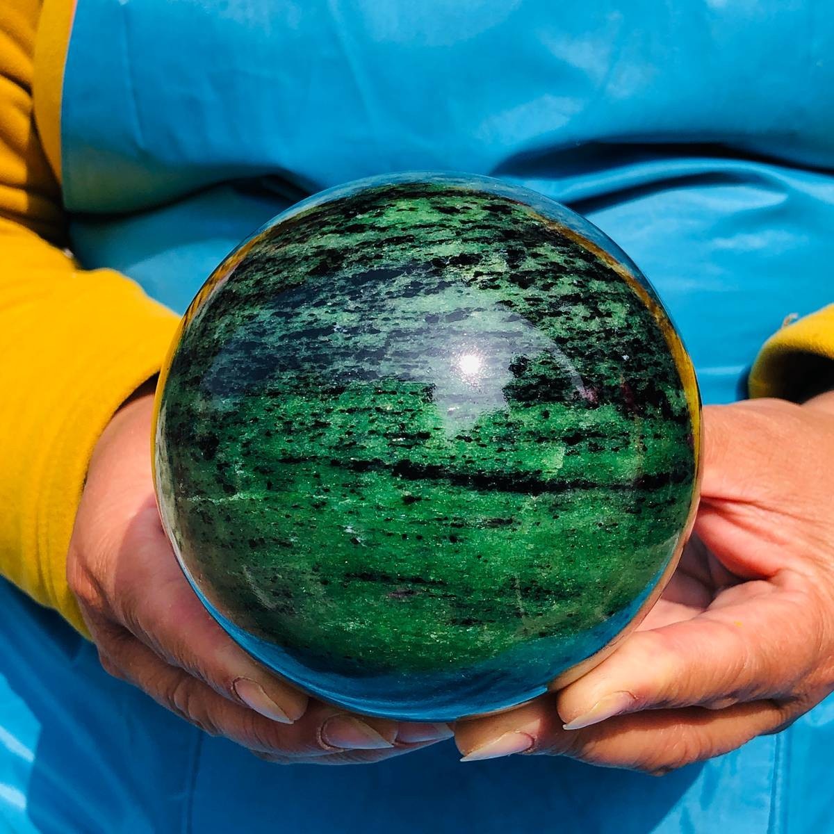 1750G Natural Red-Green Jade Energy Balls for Reiki Healing  MH4214