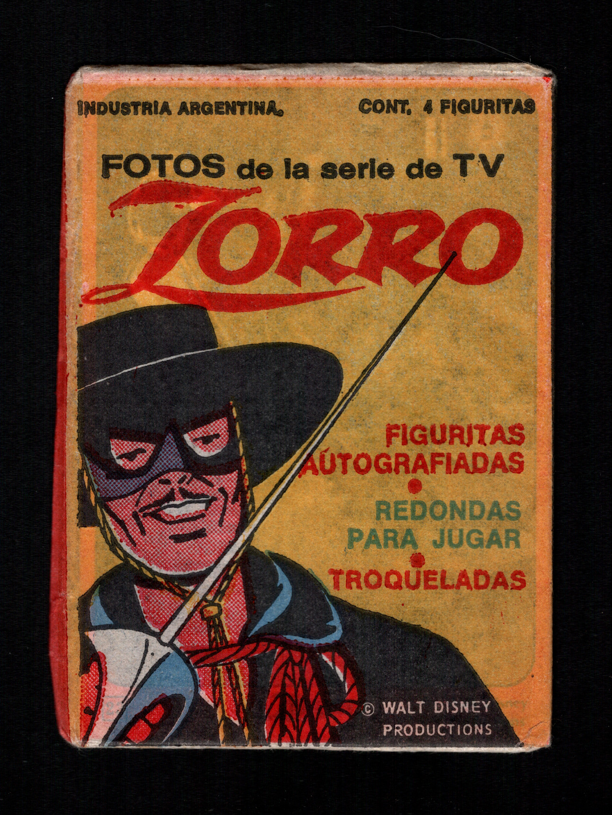 1958 Zorro Argentina Unopened Wax Pack Walt Disney Productions TV Series 1958 Zorro Argentina Unopened Wax Pack Walt Disney Productions TV Series