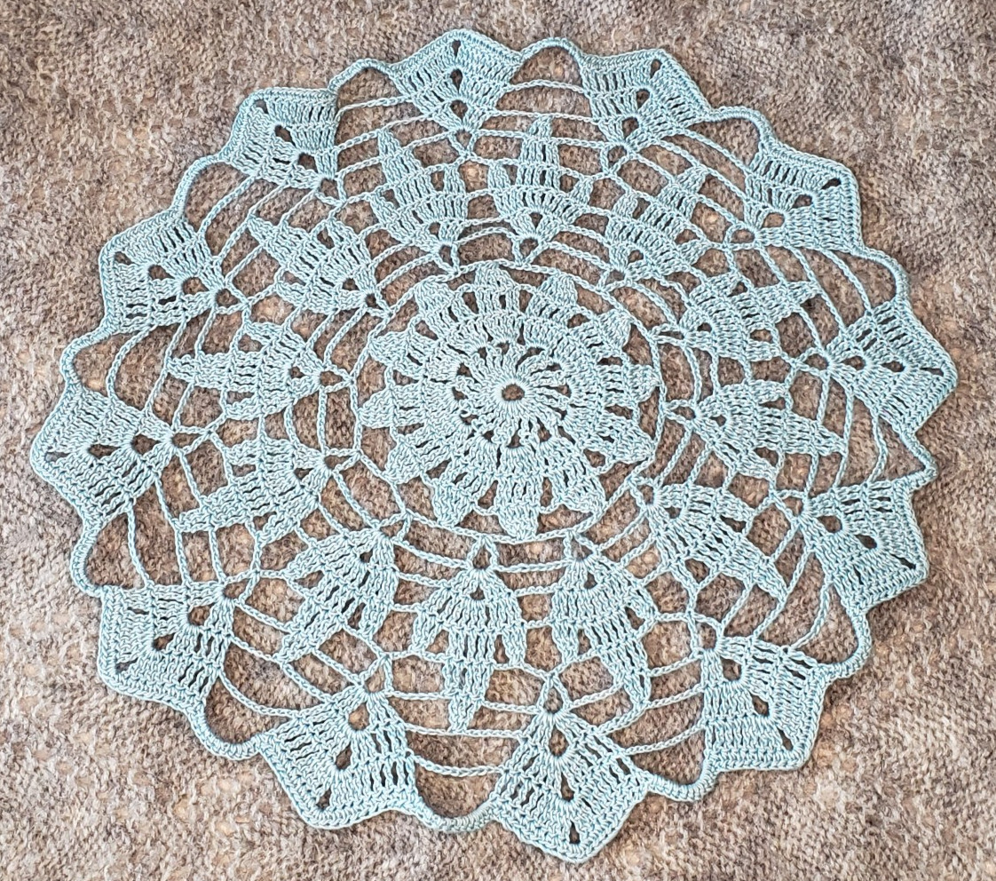 Brand New Hand Crochet Round Blue Doily Home Comfort 13\