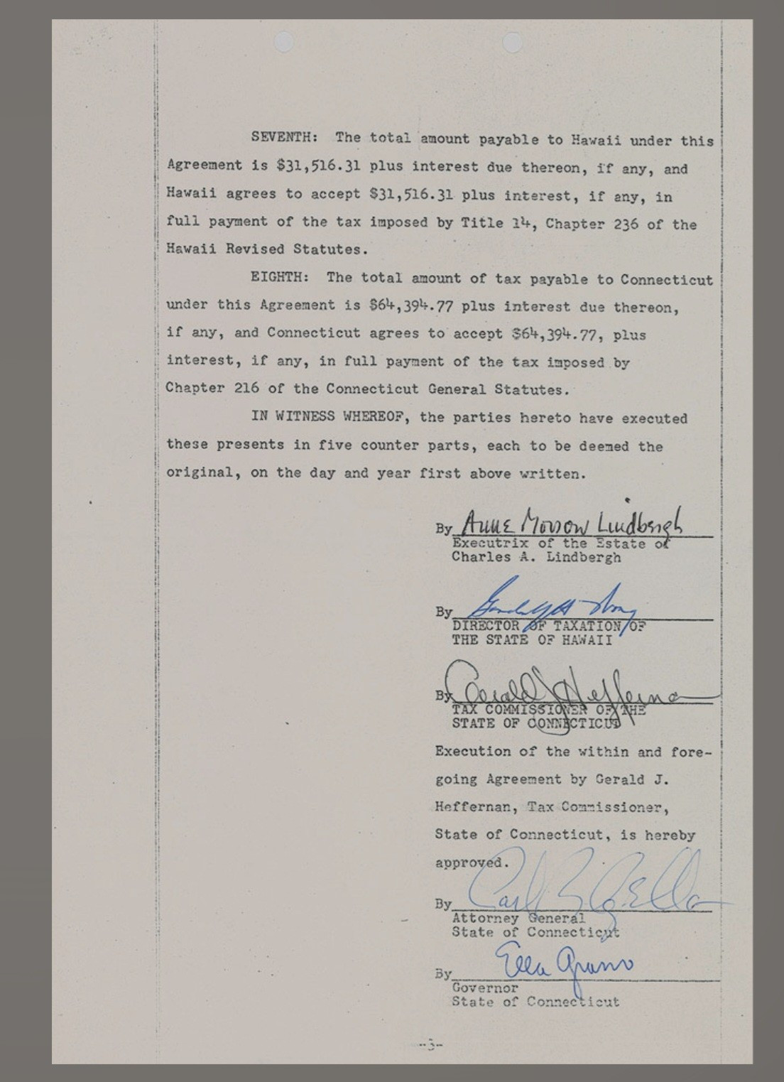 ANNE MORROW LINDBERGH Signed Legal Document March 1977 Pre-Certified by PSA/DNA ANNE MORROW LINDBERGH Signed Legal Document March 1977 Pre-Certified by PSA/DNA