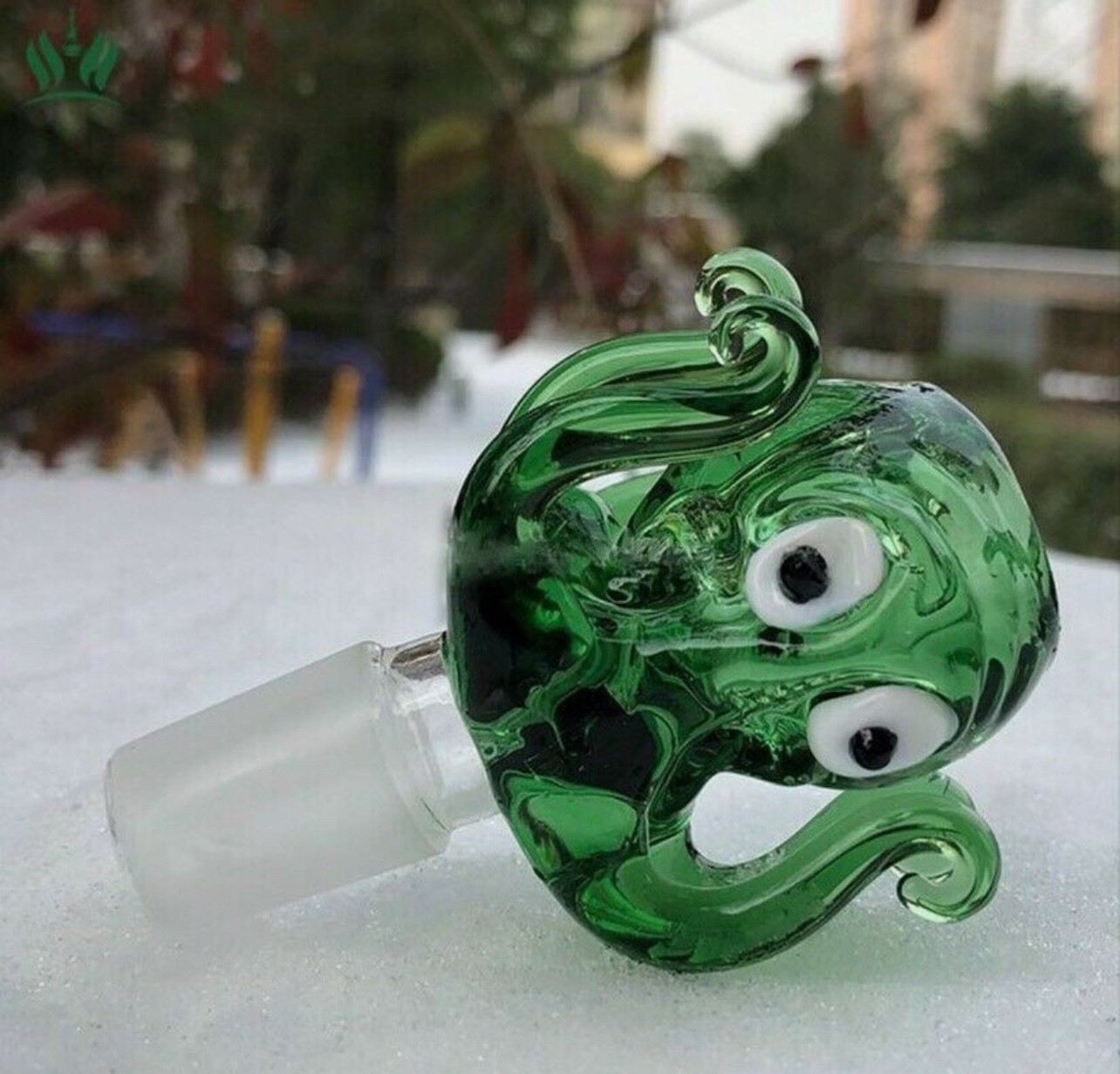 Primium 14mm Green Thick Glass Octopus Bong Bowl Head Piece Bong Bowl Holder Primium 14mm Green Thick Glass Octopus Bong Bowl Head Piece Bong Bowl Holder