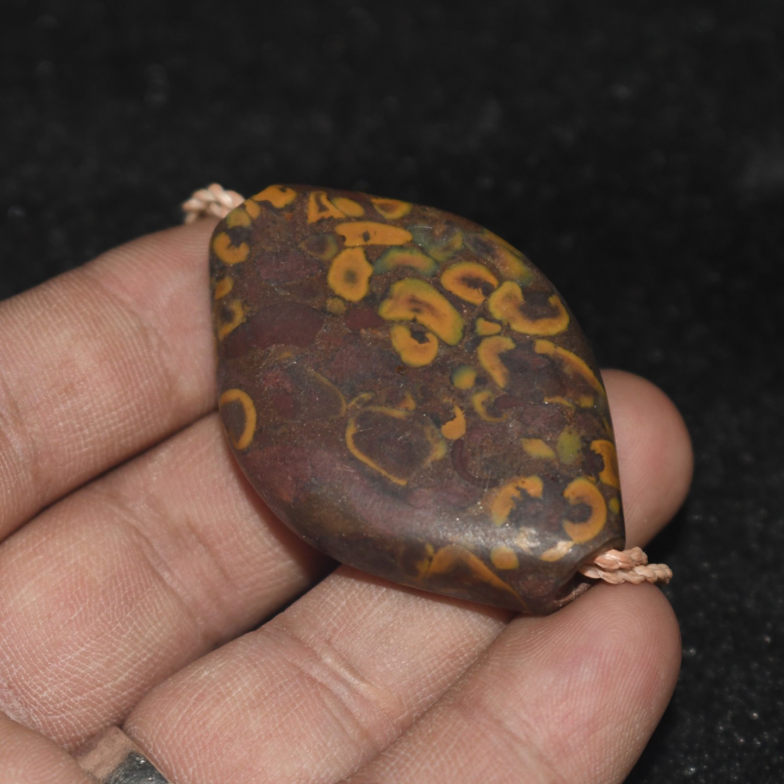Large Ancient Tibetan Himalayan Banded Jasper Amulet Bead in good Condition