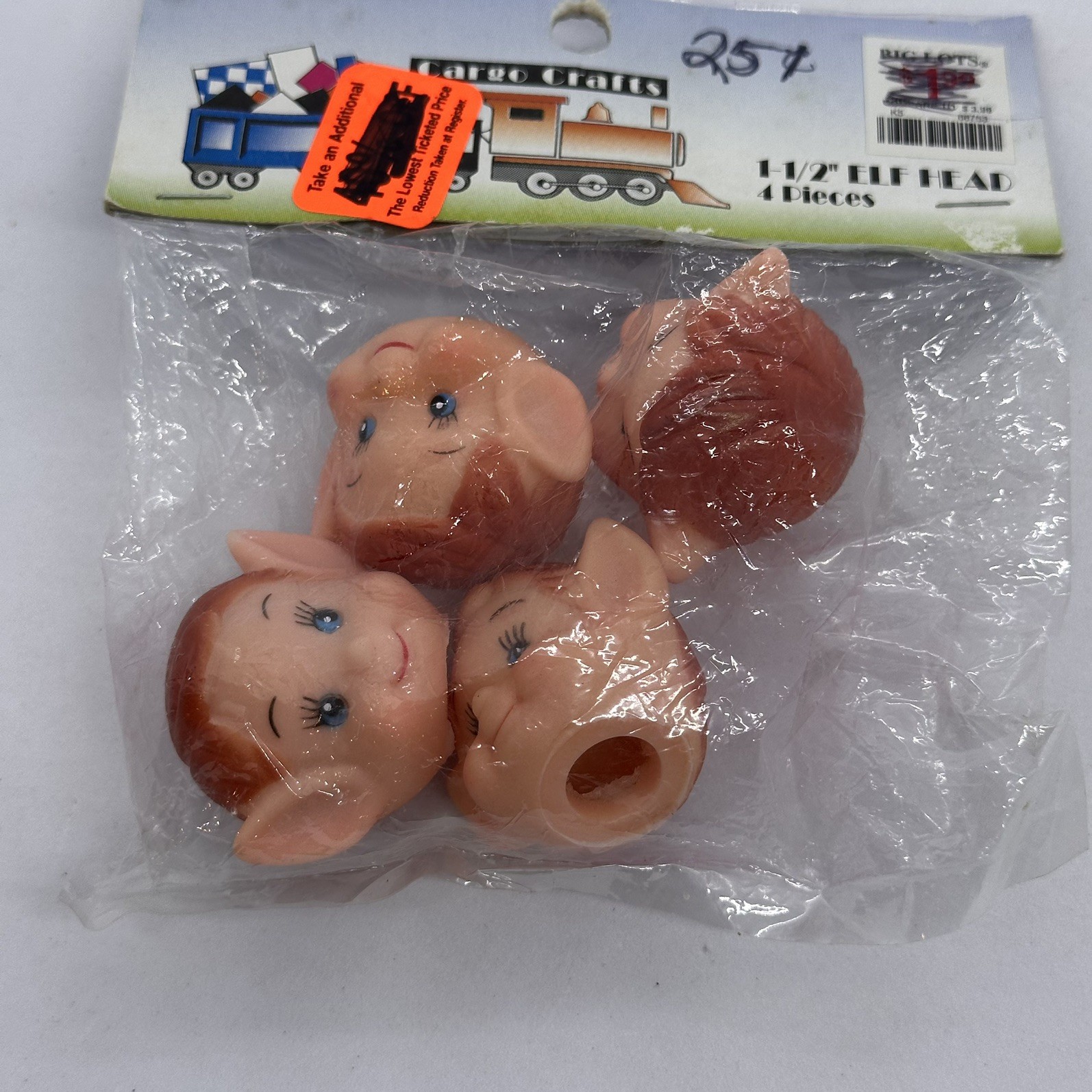 VTG Lot of 4 Soft Vinyl Pixie Elf Doll Heads 1.5\