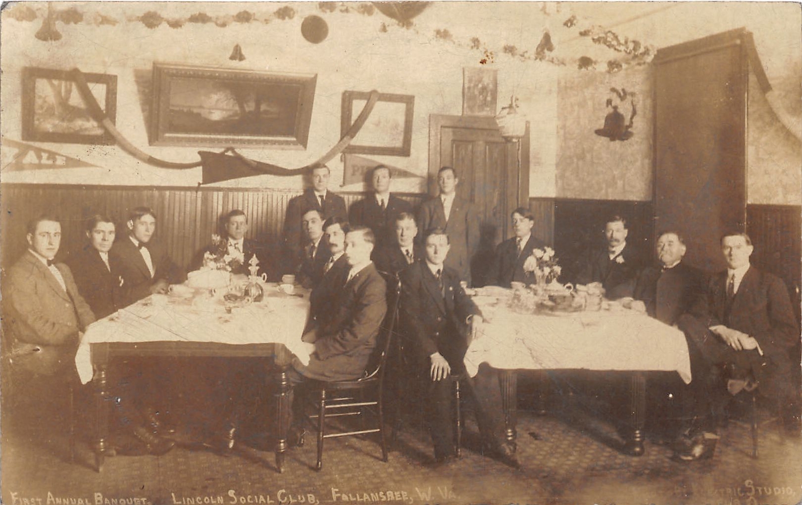 E90/ Follansbee West Virginia RPPC Postcard c1910 Lincoln Social Club 1 E90/ Follansbee West Virginia RPPC Postcard c1910 Lincoln Social Club 1