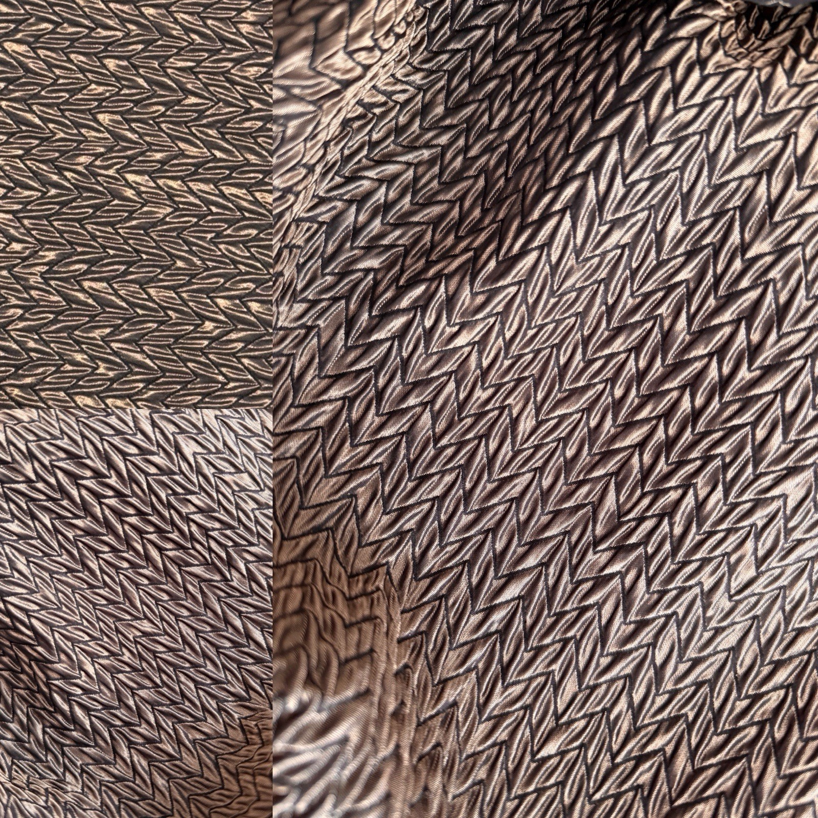 Vtg 90s MISSONI Italy 3D Chevron Pleated Fabric Metallic Chocolate Bronze 7.4yd Vtg 90s MISSONI Italy 3D Chevron Pleated Fabric Metallic Chocolate Bronze 7.4yd