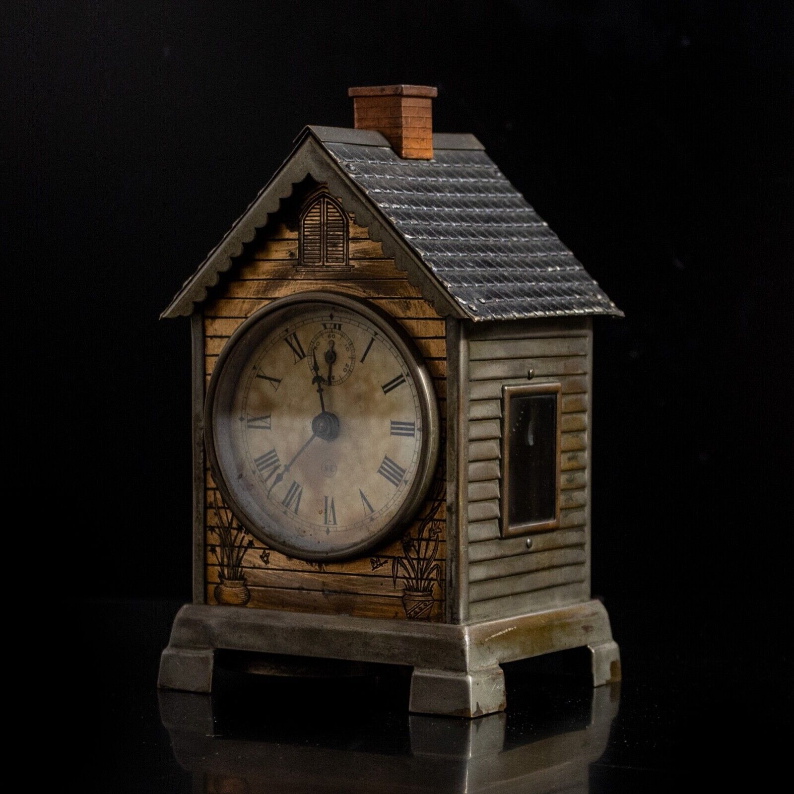 Antique Seth Thomas Lodge Brass Alarm Mantel Clock