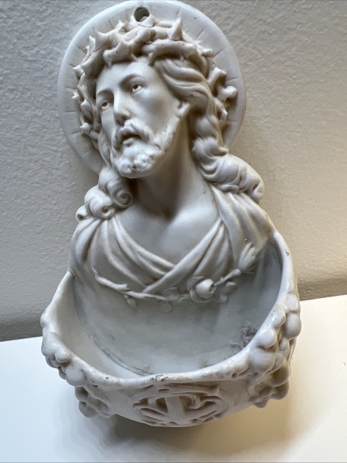 ART NOUVEAU HOLY WATER FONT Bisque Porcelain Germany 6” X 4” ART NOUVEAU HOLY WATER FONT Bisque Porcelain Germany 6” X 4”