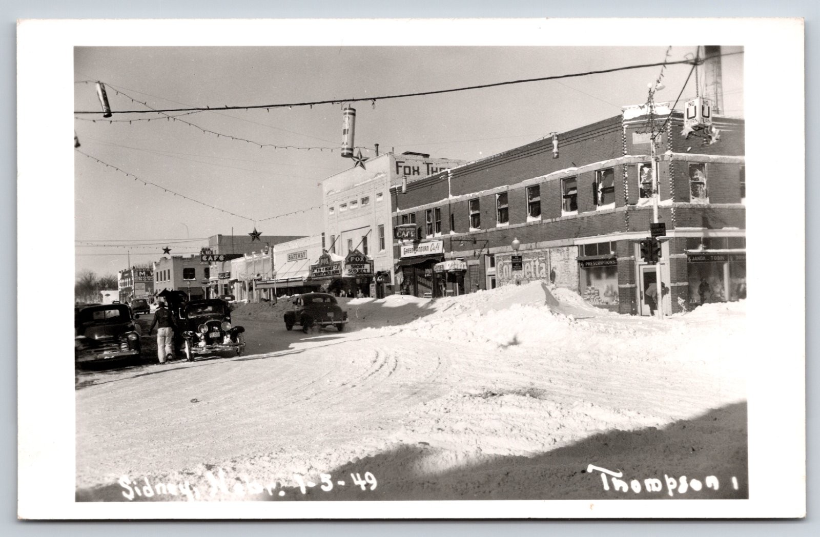 Sidney Nebraska Main Street Fox Theatre Snow Blizzard 1949 Real Photo RPPC Sidney Nebraska Main Street Fox Theatre Snow Blizzard 1949 Real Photo RPPC