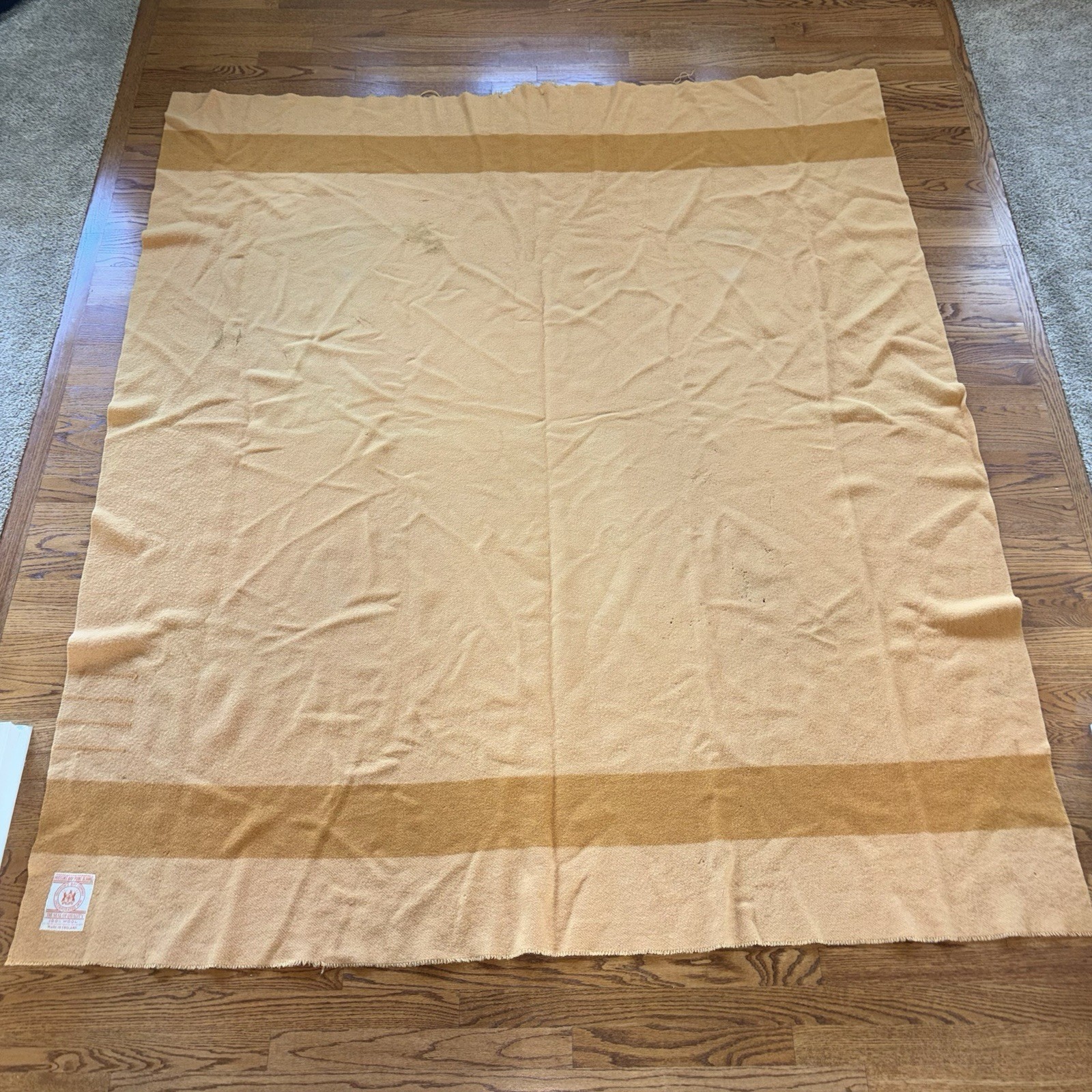 Vintage Hudson’s Bay 4-Point Wool Blanket Harvest Gold Yellow