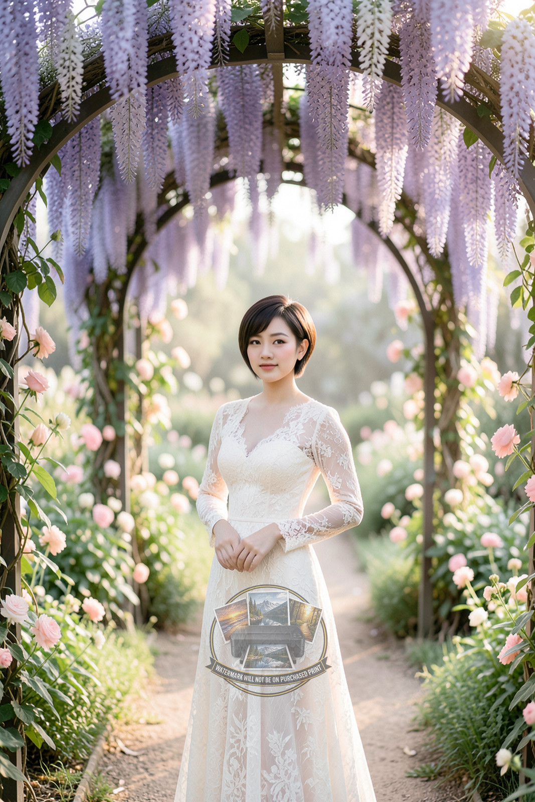 Gorgeous Thai Victorian Tea Garden Soir Woman Lace Dress 4X6 Fantasy Photo