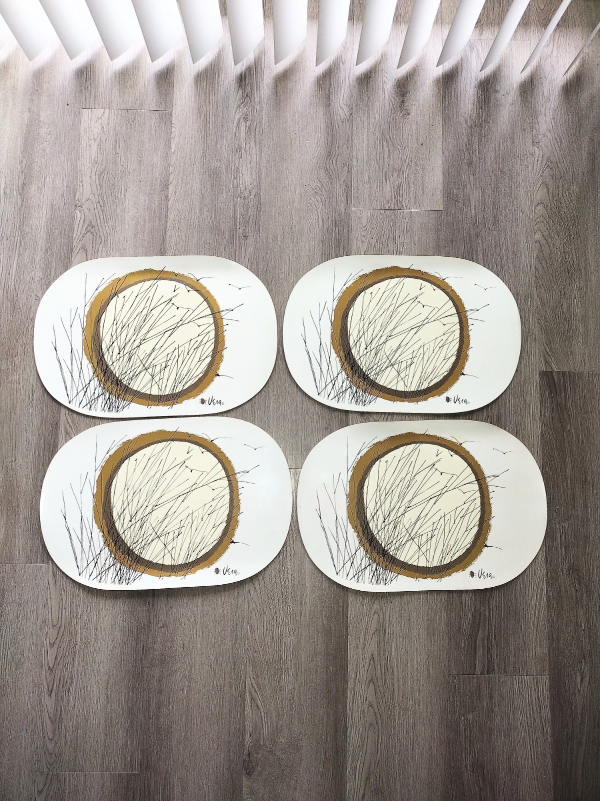 Vintage MCM VERA Neumann Vinyl Placemats, Seasons of the Sun Lot of 4, 17.5 x 12 Vintage MCM VERA Neumann Vinyl Placemats, Seasons of the Sun Lot of 4, 17.5 x 12