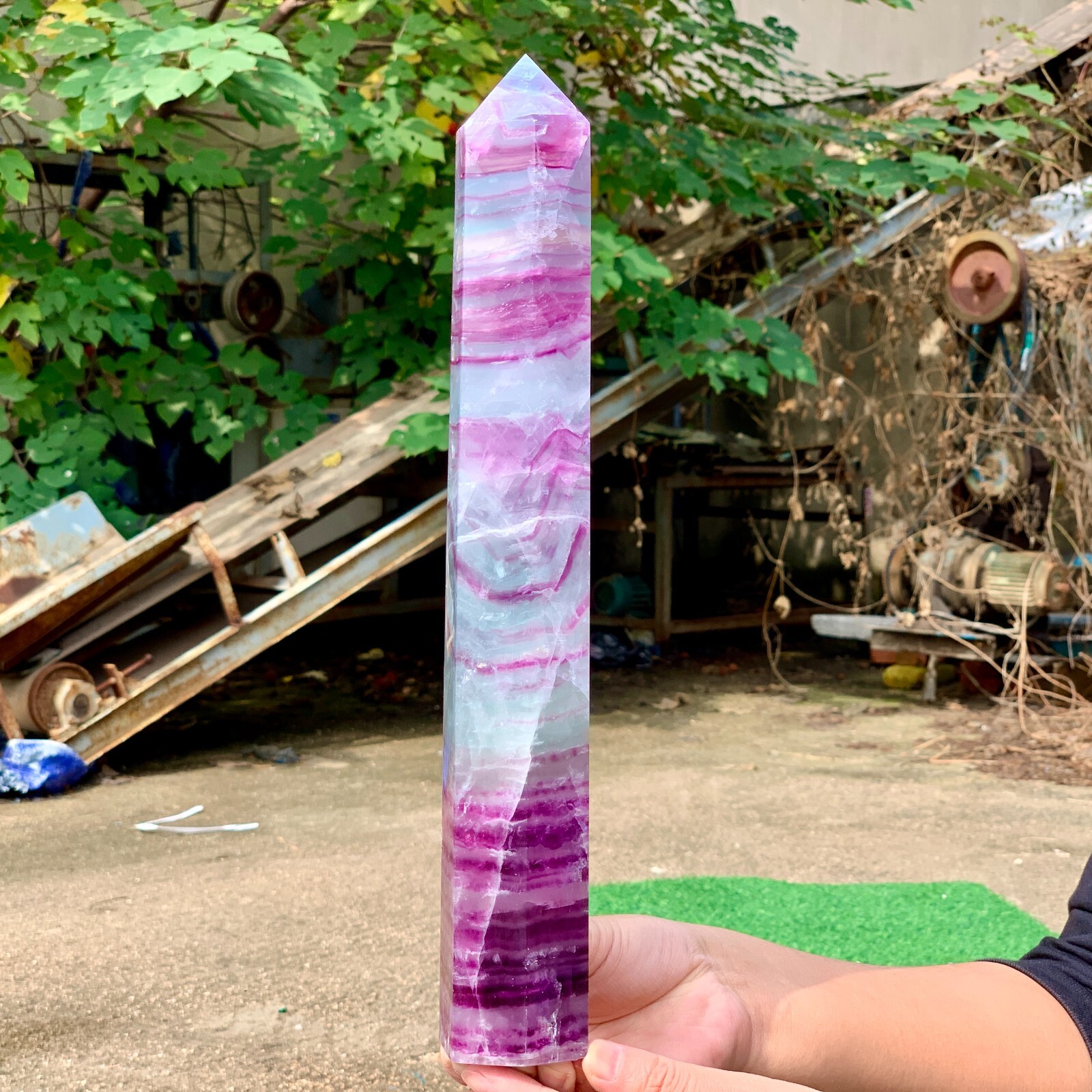 3.55LB Natural colour Fluorite Crystal obelisk crystal wand healing
