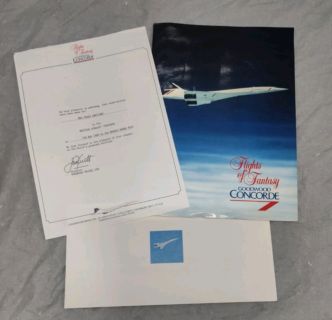 Monaco Grand Prix Concorde Goodwood Travel 1989 Letter Brochure Folder SST Vtg