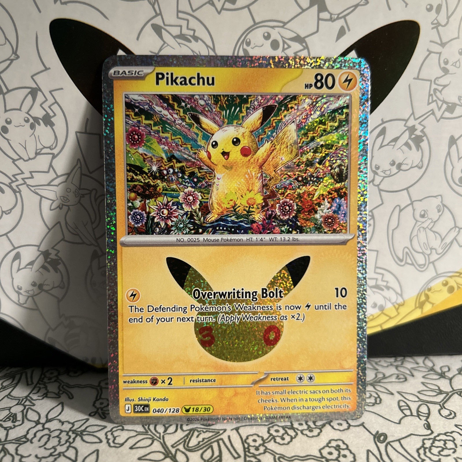 Pikachu 040/128 30th Collection 18/30 Holo Shinji Kanda Near Mint
