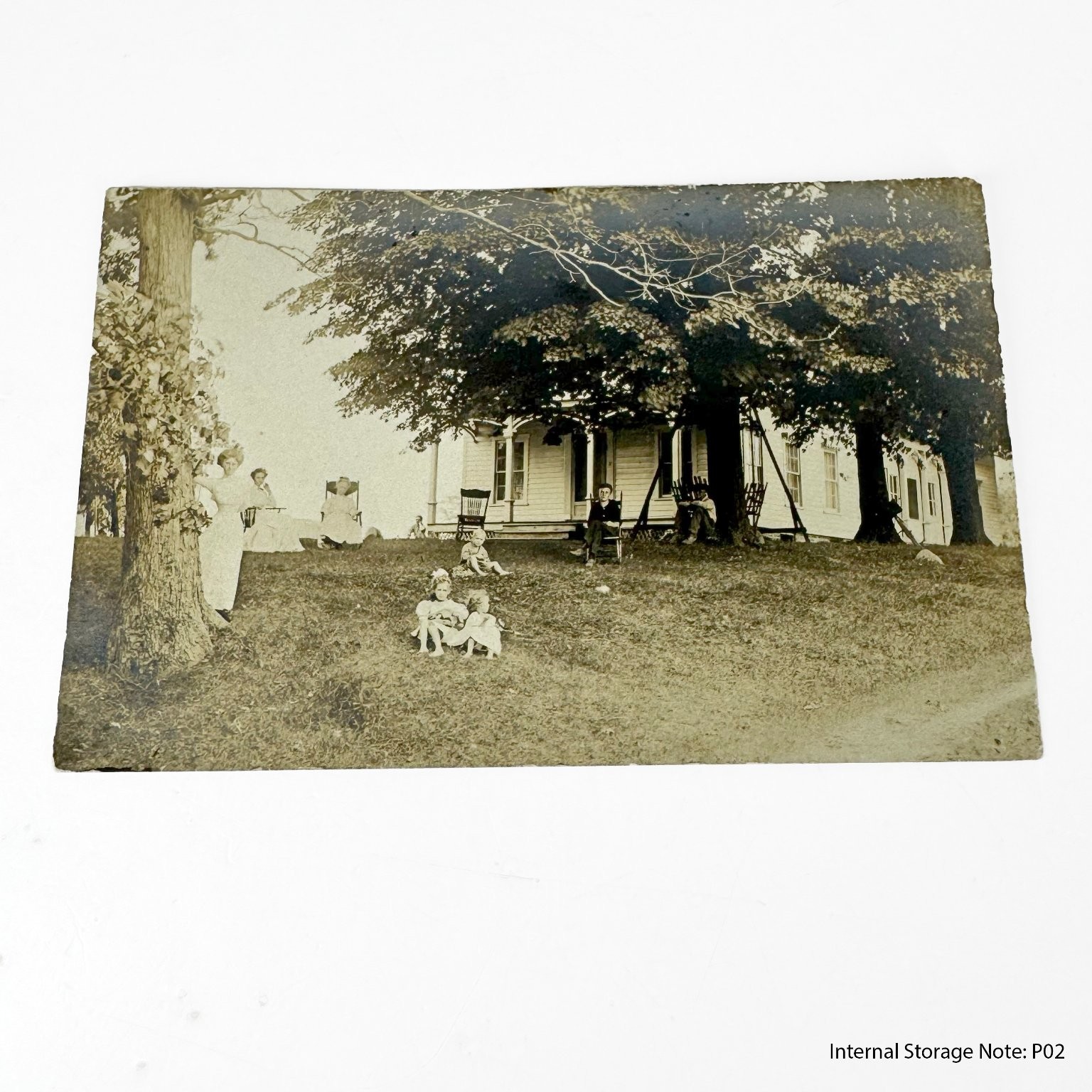 Vintage Real Photo Postcard RPPc Family Group House Trees Children Women Antique Vintage Real Photo Postcard RPPc Family Group House Trees Children Women Antique