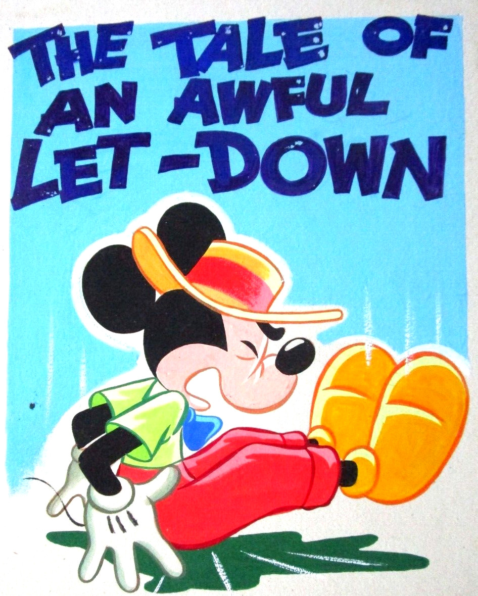 MICKEY MOUSE 1950's hat WALT DISNEY ORIGINAL drawing cel PAINTING for BOOK COVER