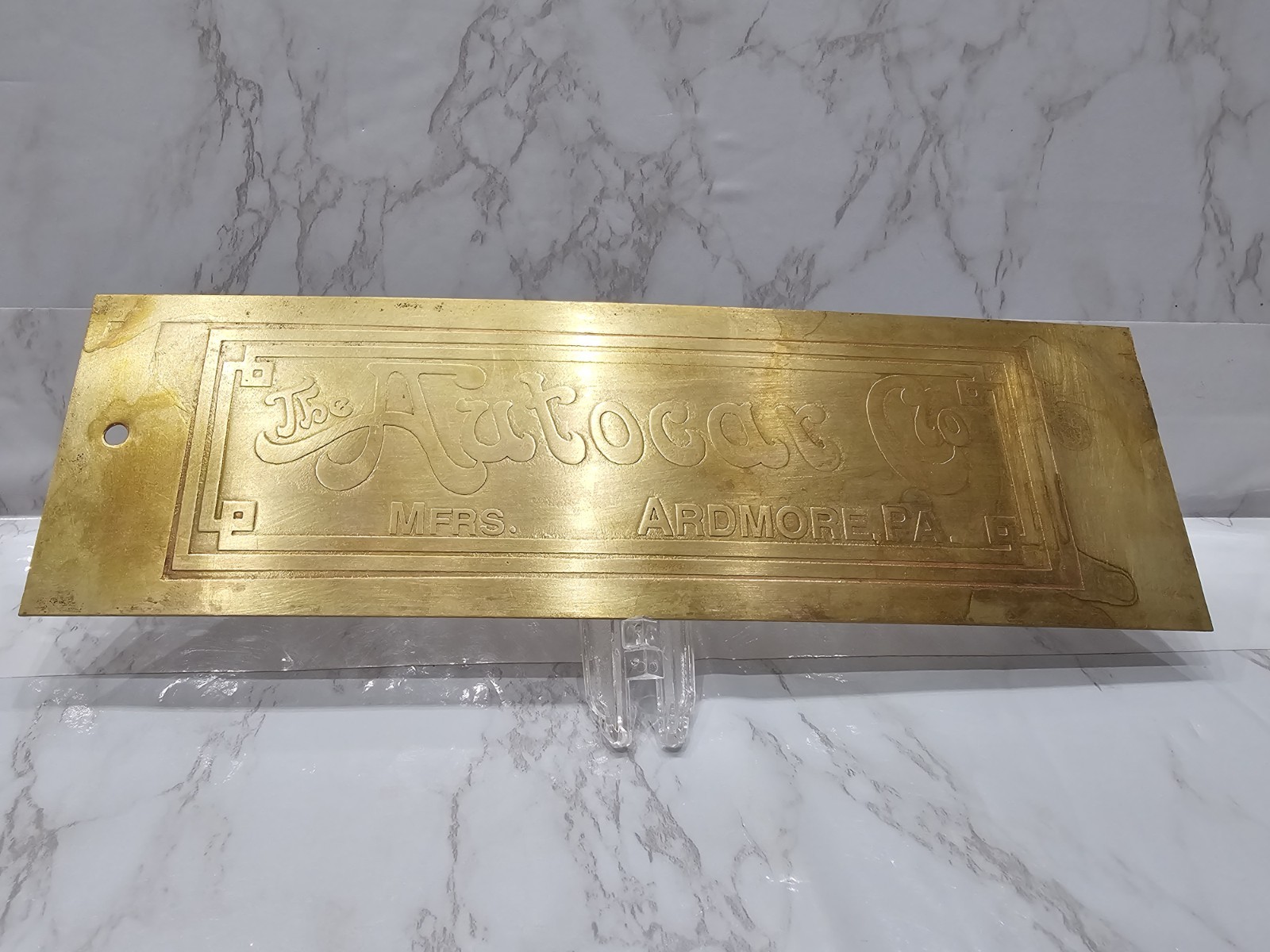 1910s Antique Autocar Brass Era Builder Plate Pre War VOLVO Co Ardmore PA Car 
