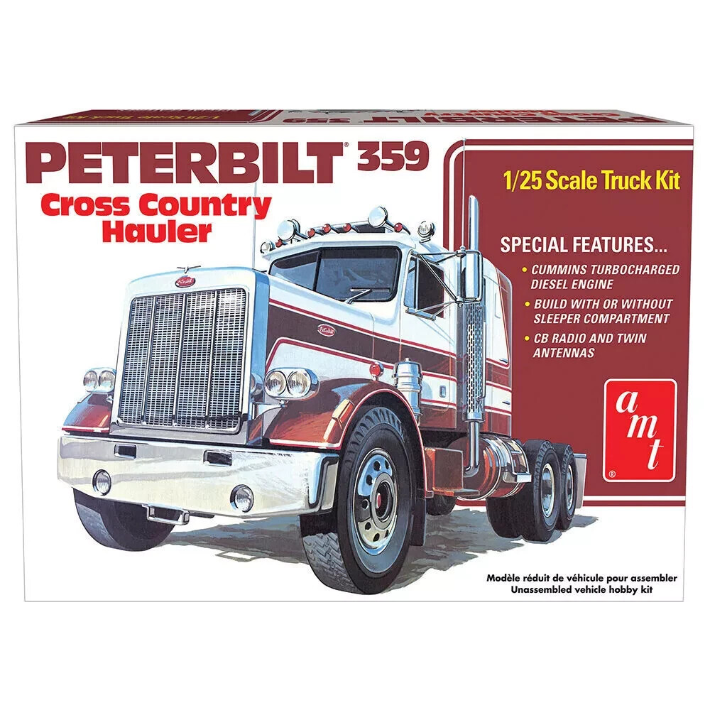 NEW from AMT Peterbilt 1:25 SCALE 359 Cross Country Hauler Kit #1477~NEW in BOX