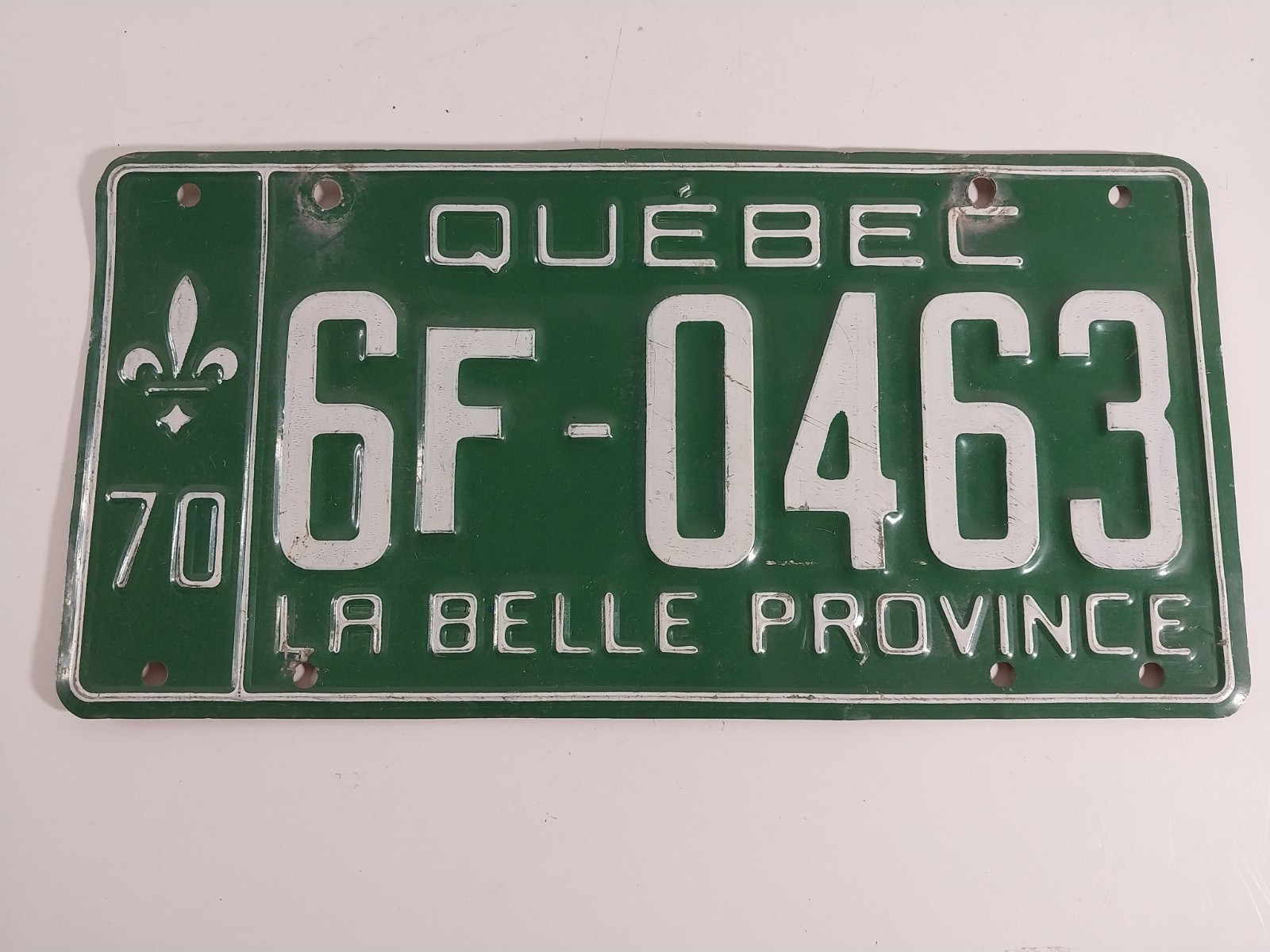 Vintage 1970 Quebec License Plate La Belle Province #6F-0463