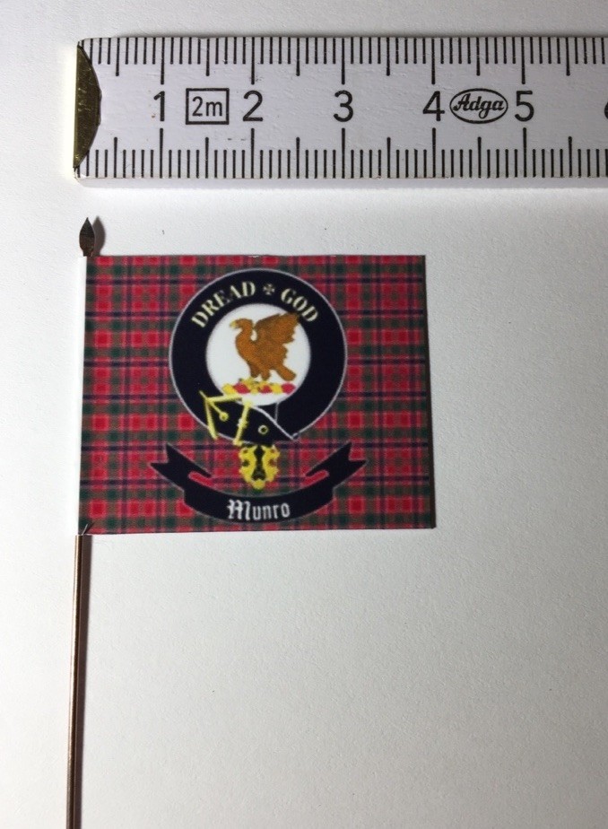 1x 28mm Scottish Scotland Scot Clan Banner MUNRO on metal pole spear head