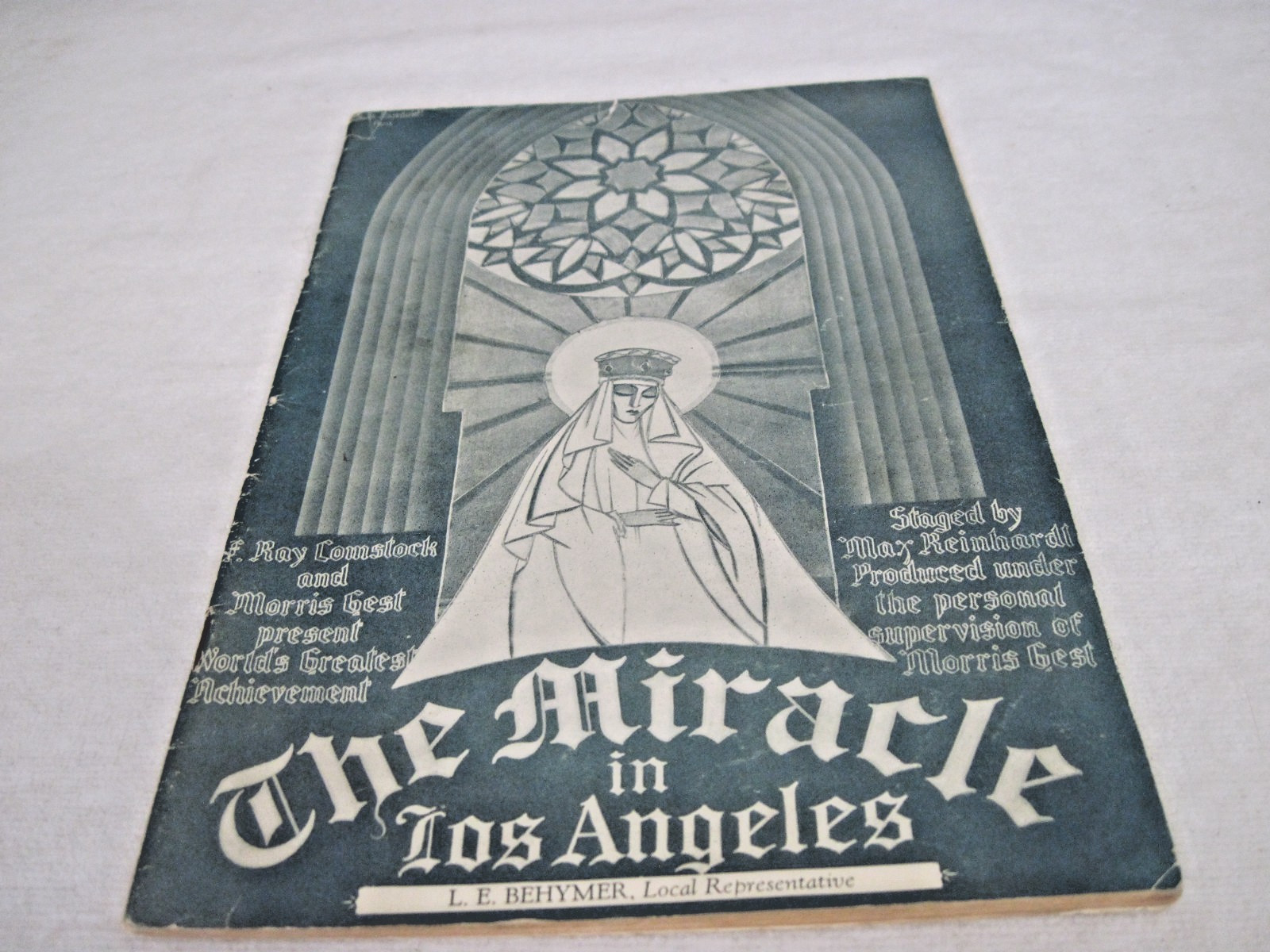 Antique 1927 Theatre Program The Miracle in Shrine Auditorium Los Angeles Ca Ads