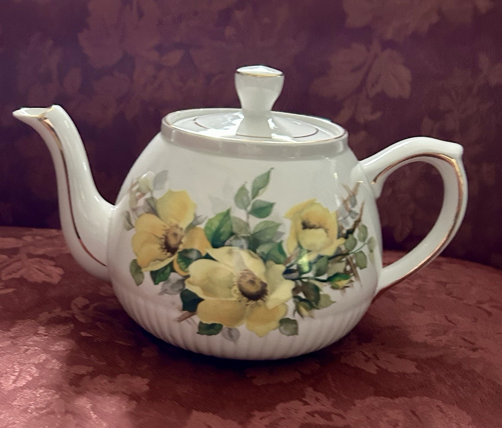 Vintage Ellgreave Wood & Sons England Ironstone Teapot Yellow Rose Flower 869 Vintage Ellgreave Wood & Sons England Ironstone Teapot Yellow Rose Flower 869