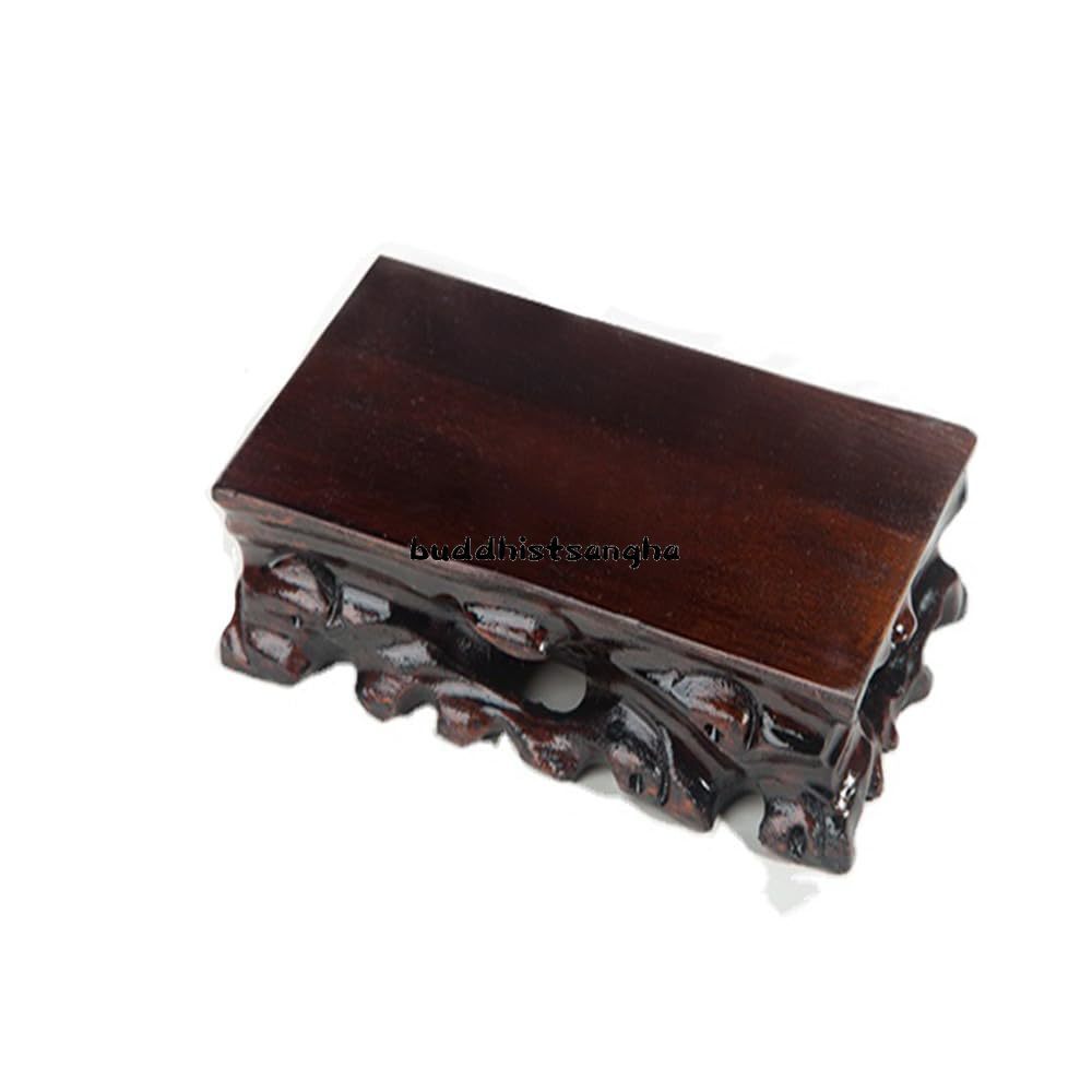 16cm Solid Wood Stone Base Buddha Statue Vase Potted Plant Decoration Bracket