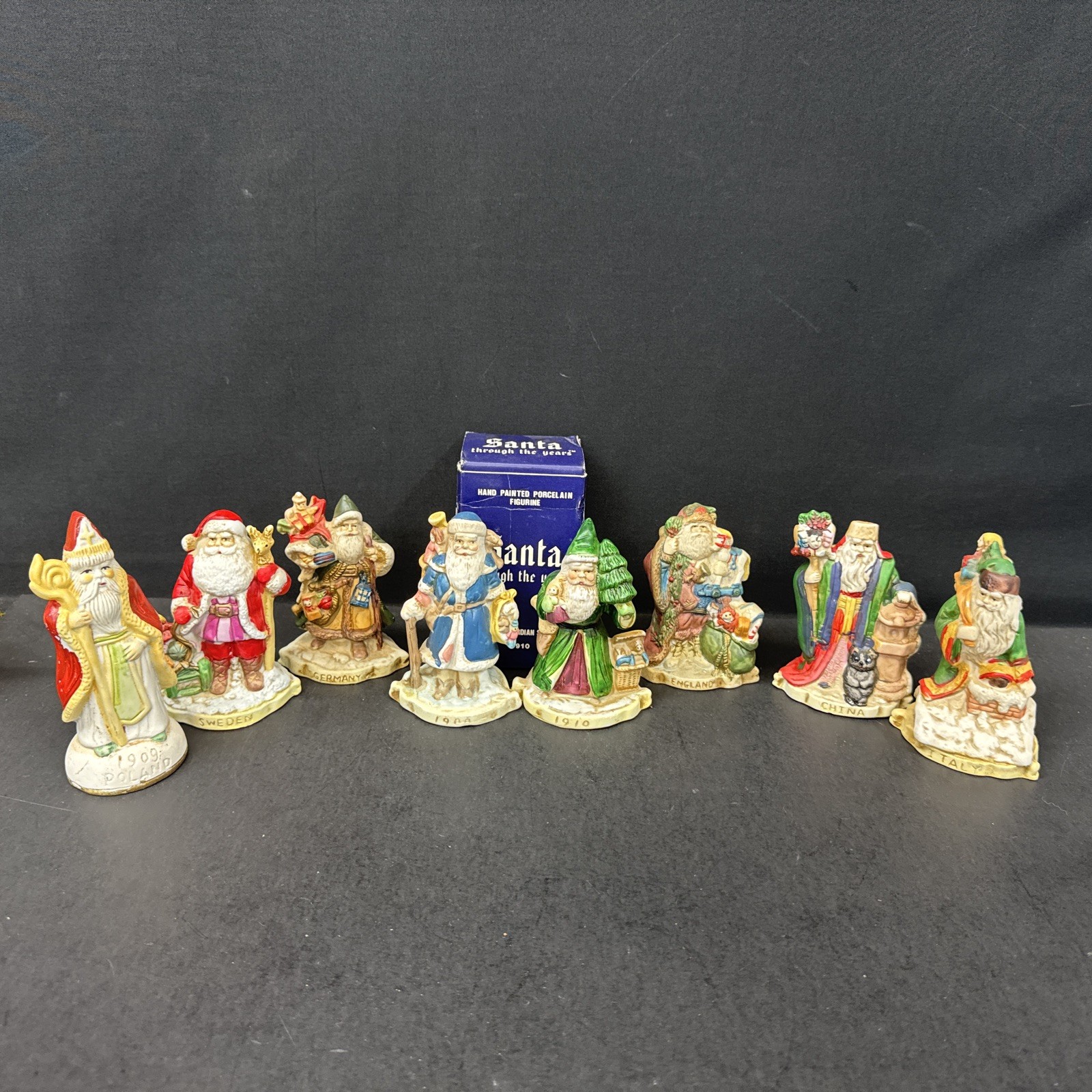 Vintage RSVP Santa Through the Years Porcelain Figurines Lot of 8 Vintage RSVP Santa Through the Years Porcelain Figurines Lot of 8