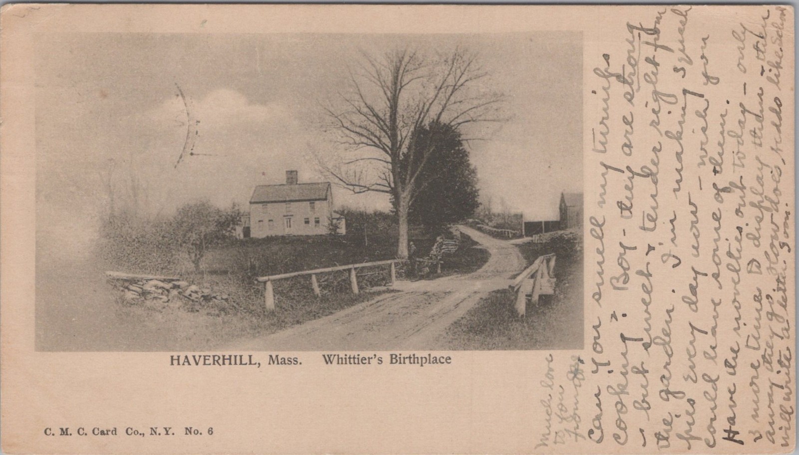 Haverhill MA Whittier\'s Birthplace 1939 Poet\'s Home Postcard