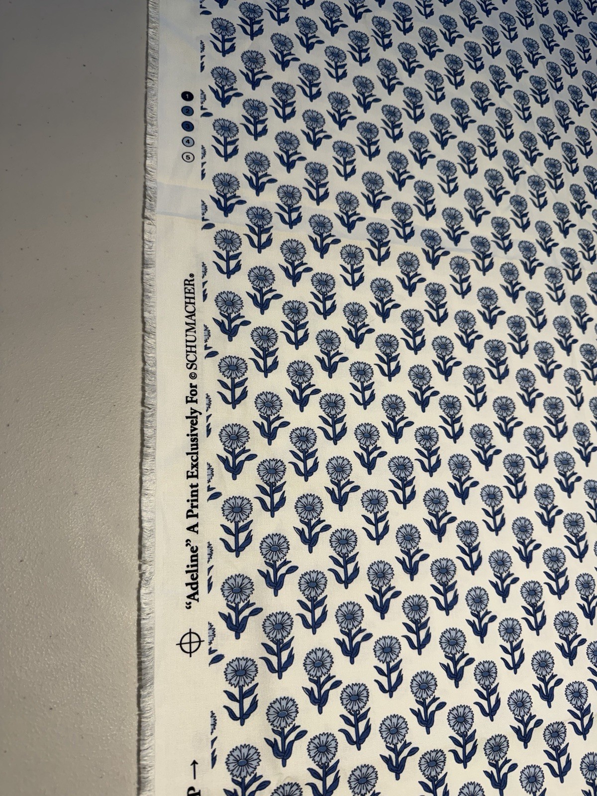 Schumacher Adeline Porcelain Fabric 180580 Blue White Floral 104”x59” 2.89 Yds Schumacher Adeline Porcelain Fabric 180580 Blue White Floral 104”x59” 2.89 Yds