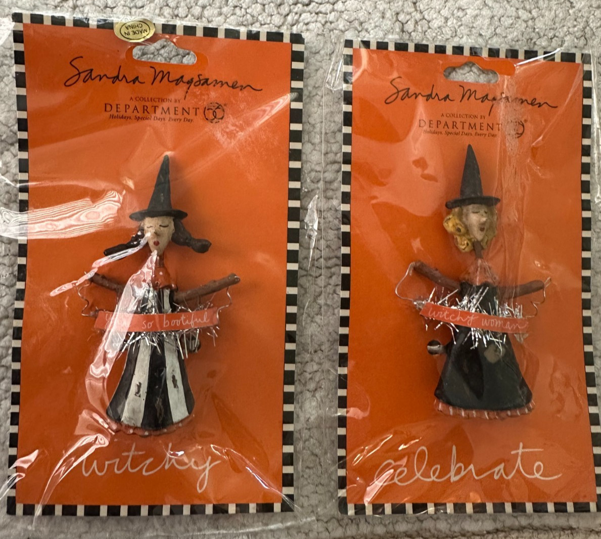 Sandra Magsamen Dept 56 Witch Pin Pair Witchy Woman Bootiful