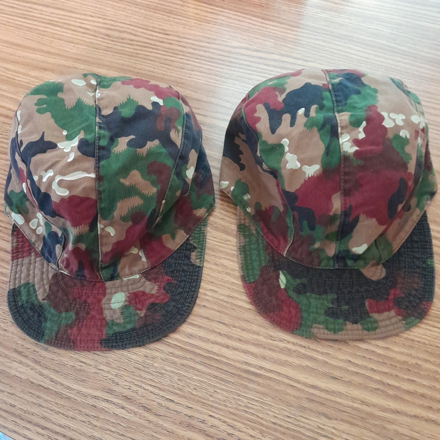 2 Vintage Swiss Army M83 Alpenflage Camo Field Caps Military Surplus Size Large
