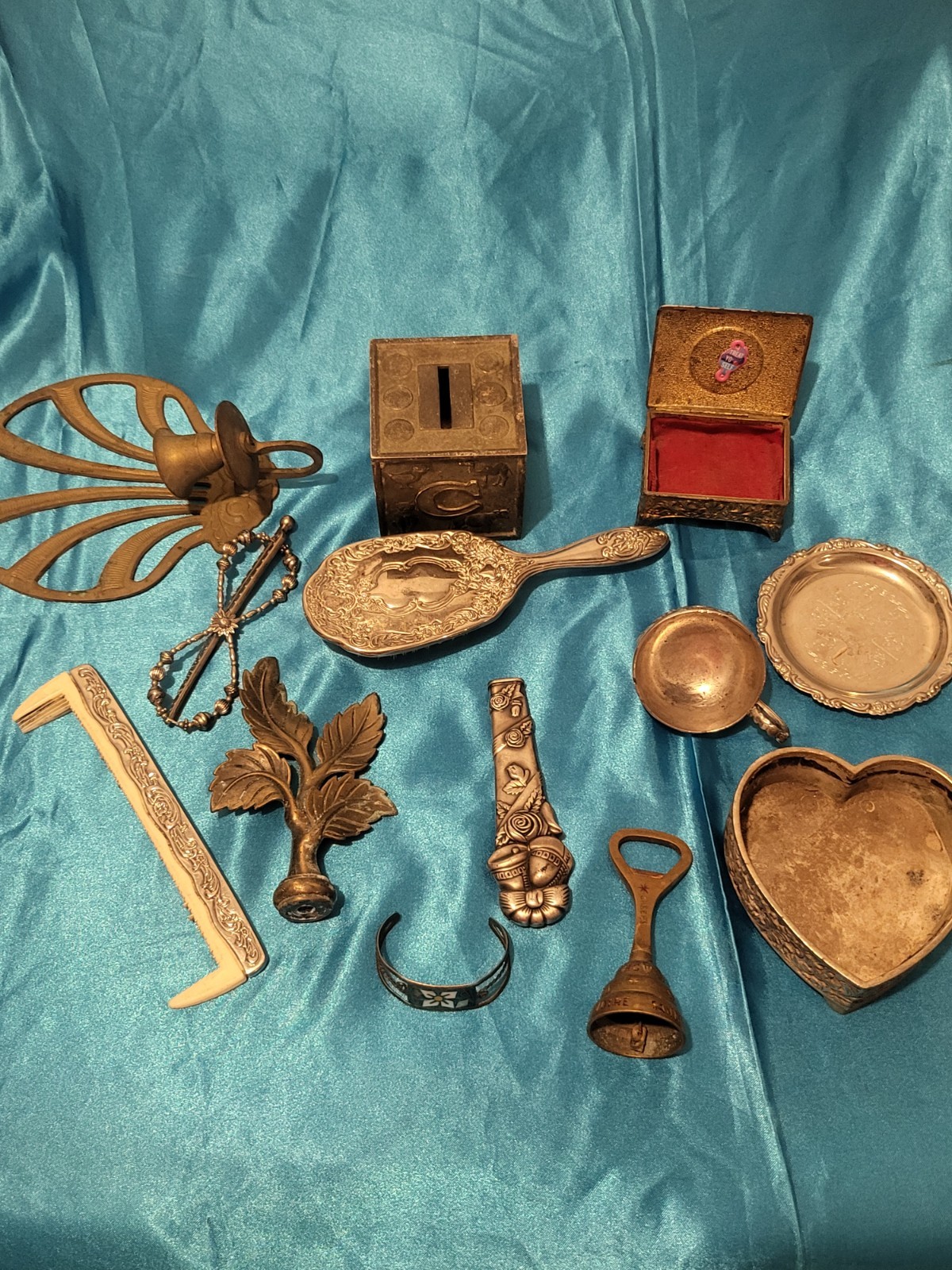 Vintage Junk drawer lot Brass Silver plate Mixed Lot