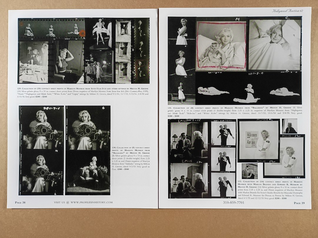 Marilyn Monroe by Milton H. Greene 2013 auction catalog pages Marilyn Monroe by Milton H. Greene 2013 auction catalog pages