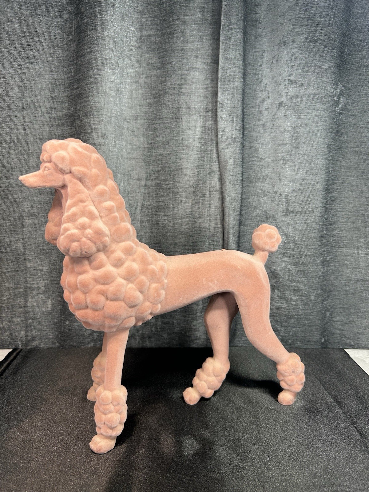 Light Pink Flocked Decorative Poodle Figurine 11 In Light Pink Flocked Decorative Poodle Figurine 11 In