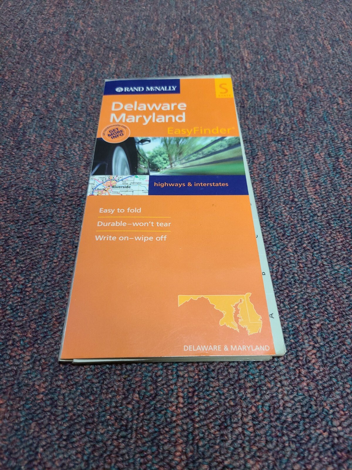 2003 Delaware Maryland Map Easy-to-Fold Laminated Rand McNally DE MD Map