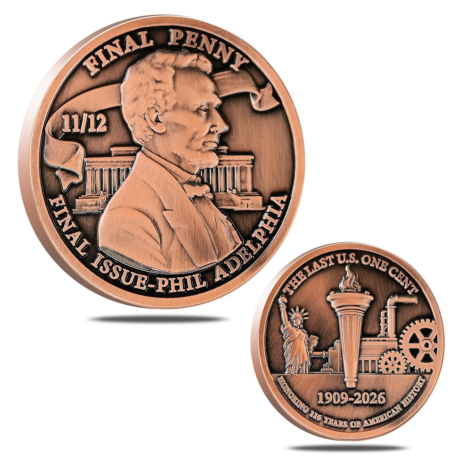 Last Lincoln Penny Memorial Coin 1909-2026 Edition C Lincoln Cent Historical