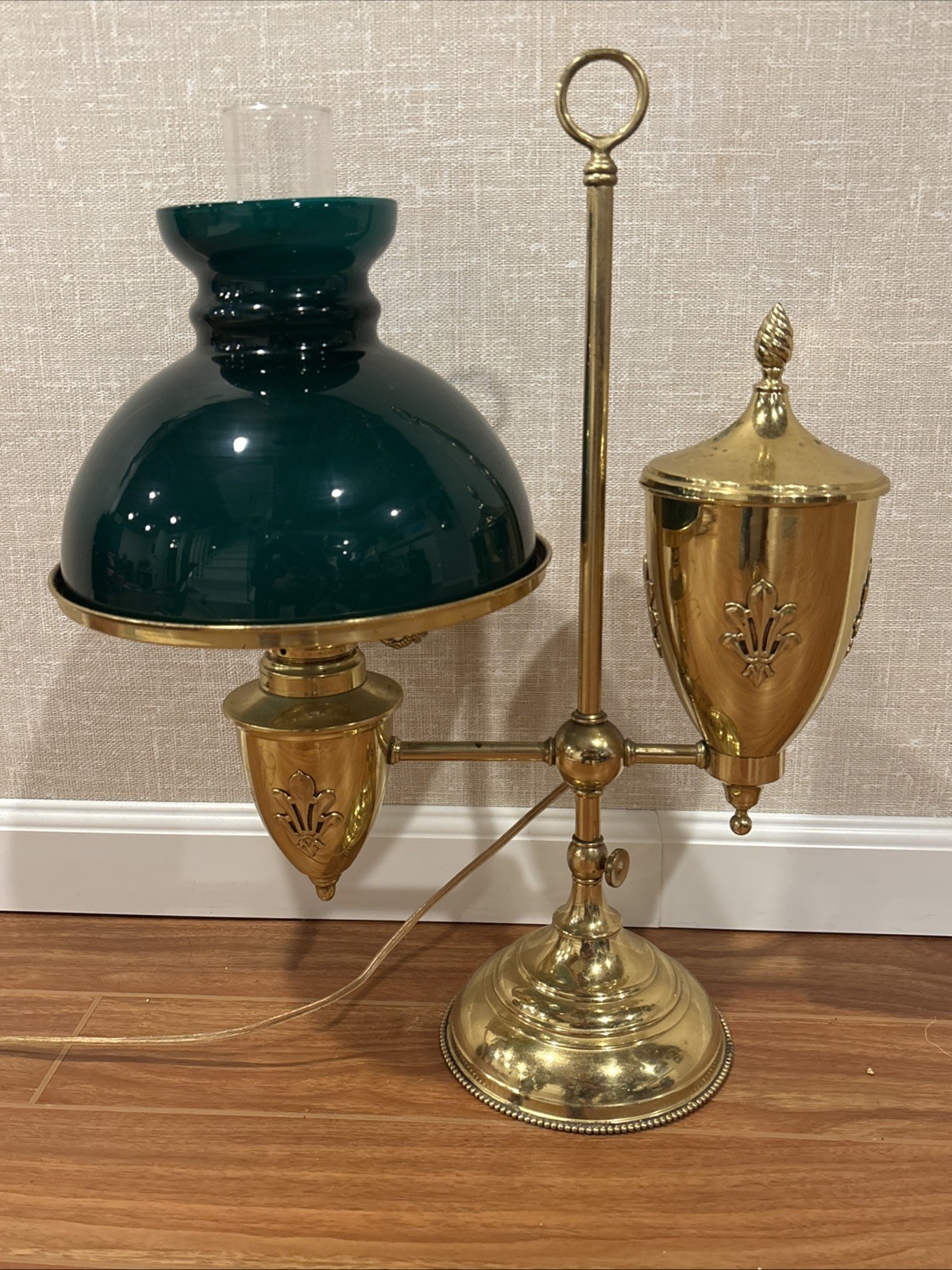 Antique Lacquered Brass French Style Student Desk Lamp - Electrified Antique Lacquered Brass French Style Student Desk Lamp - Electrified