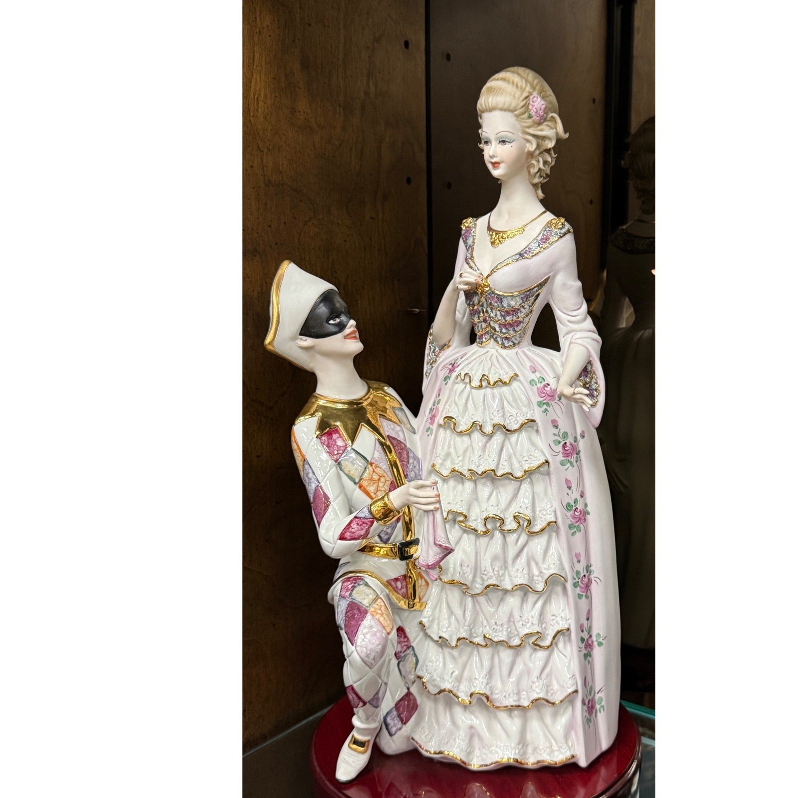 Vittorio Sabadin Rare Capodimonte Porcelain Sculpture -Harlequin & Columbine VTG