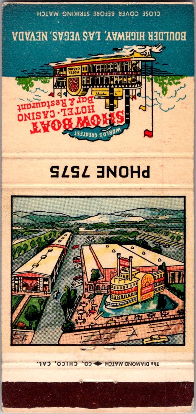 Show Boat Hotel & Casino Las Vegas NV Vintage Matchbook Cover 5MM28-6