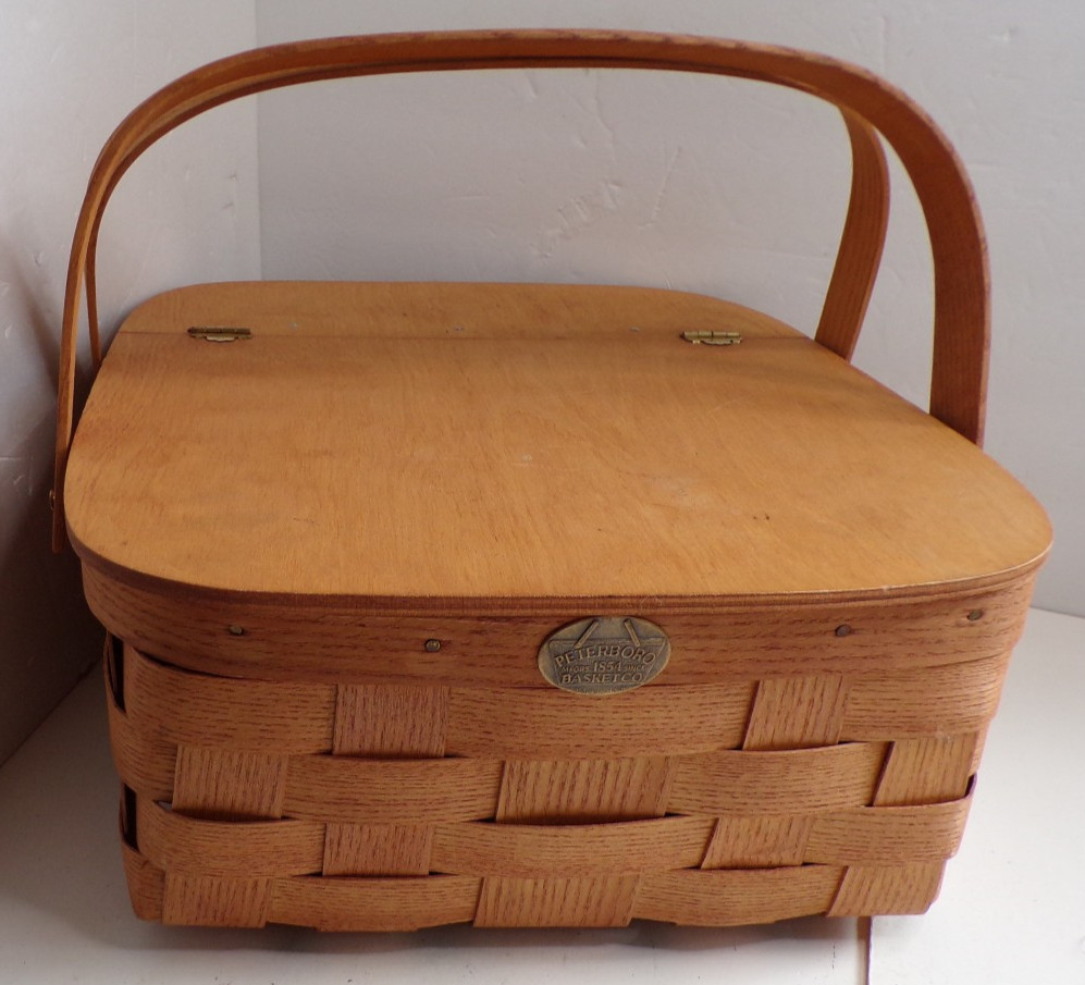 Vtg Handmade Peterboro Picnic/Storage Basket 13.5