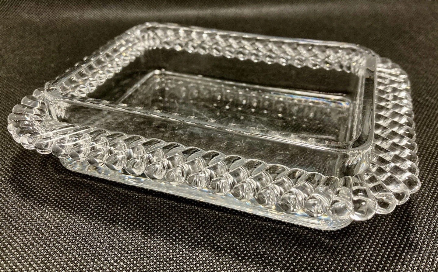 VTG Fostoria Crystal Cigarette Box w/Lid Colony Pattern Mid Century MCM