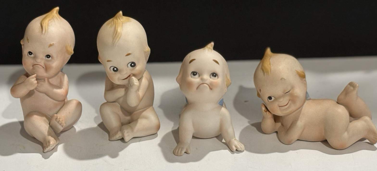 Vintage Lefton Kewpie Bisque Porcelain Figurines - set of 4 Vintage Lefton Kewpie Bisque Porcelain Figurines - set of 4