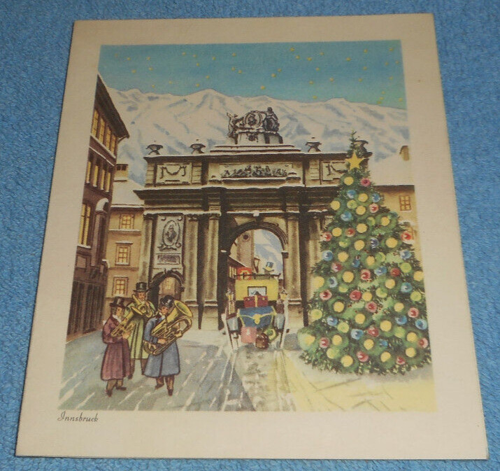 1950s Innsbruck Christmas Card Triumphal Arch Todemann KG Erlangen West Germany