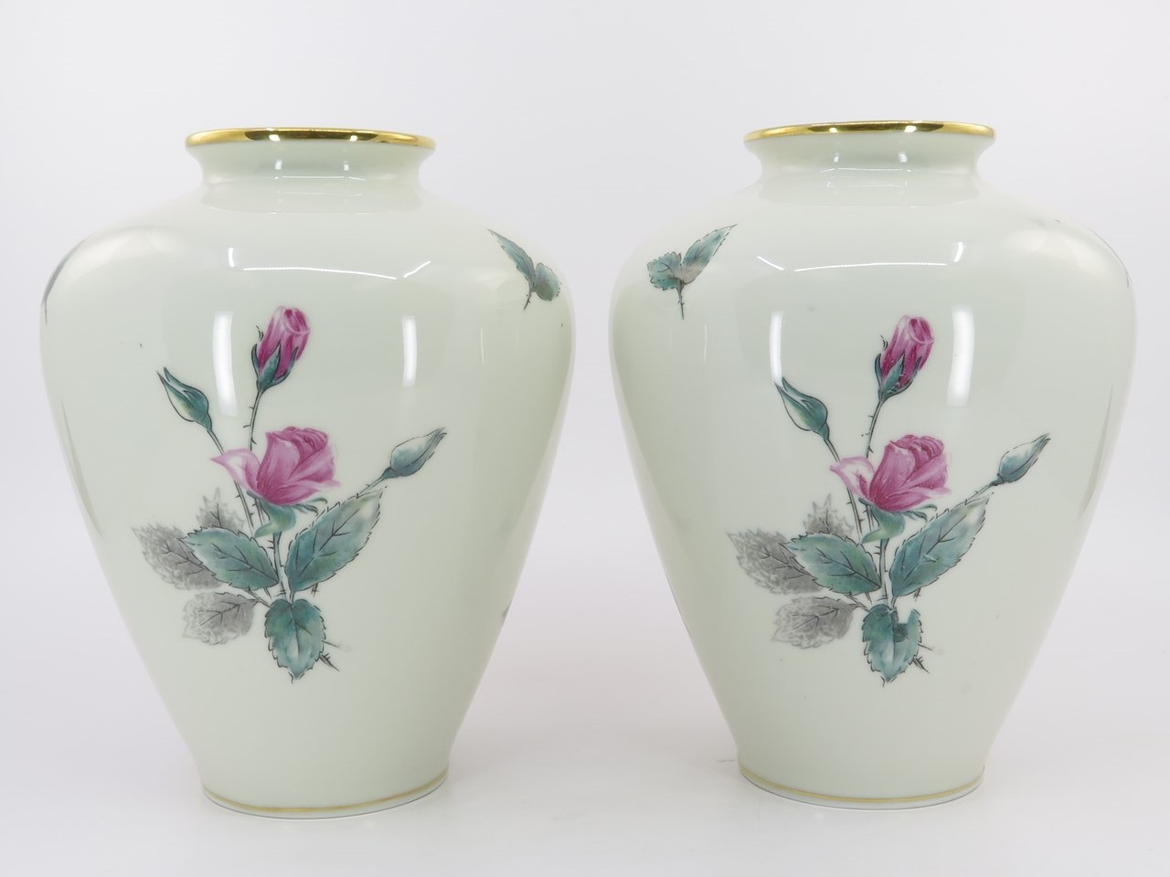 Set of 2 KPM Krister Germany Porcelain Vases 7.25\