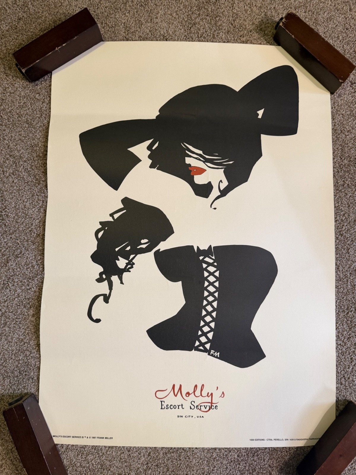 RARE Original 1997 Sin City Poster Molly\'s Escort Service Frank Miller 28\'\'x20\'\'