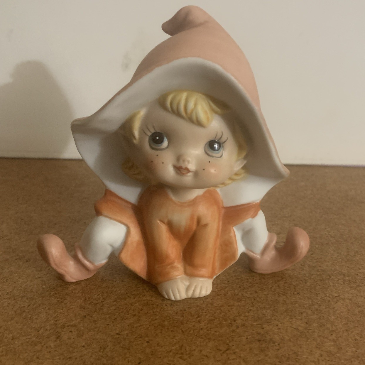 Vintage Homco Ceramic Bisque Orange Pixie Elf Home Interiors #5213
