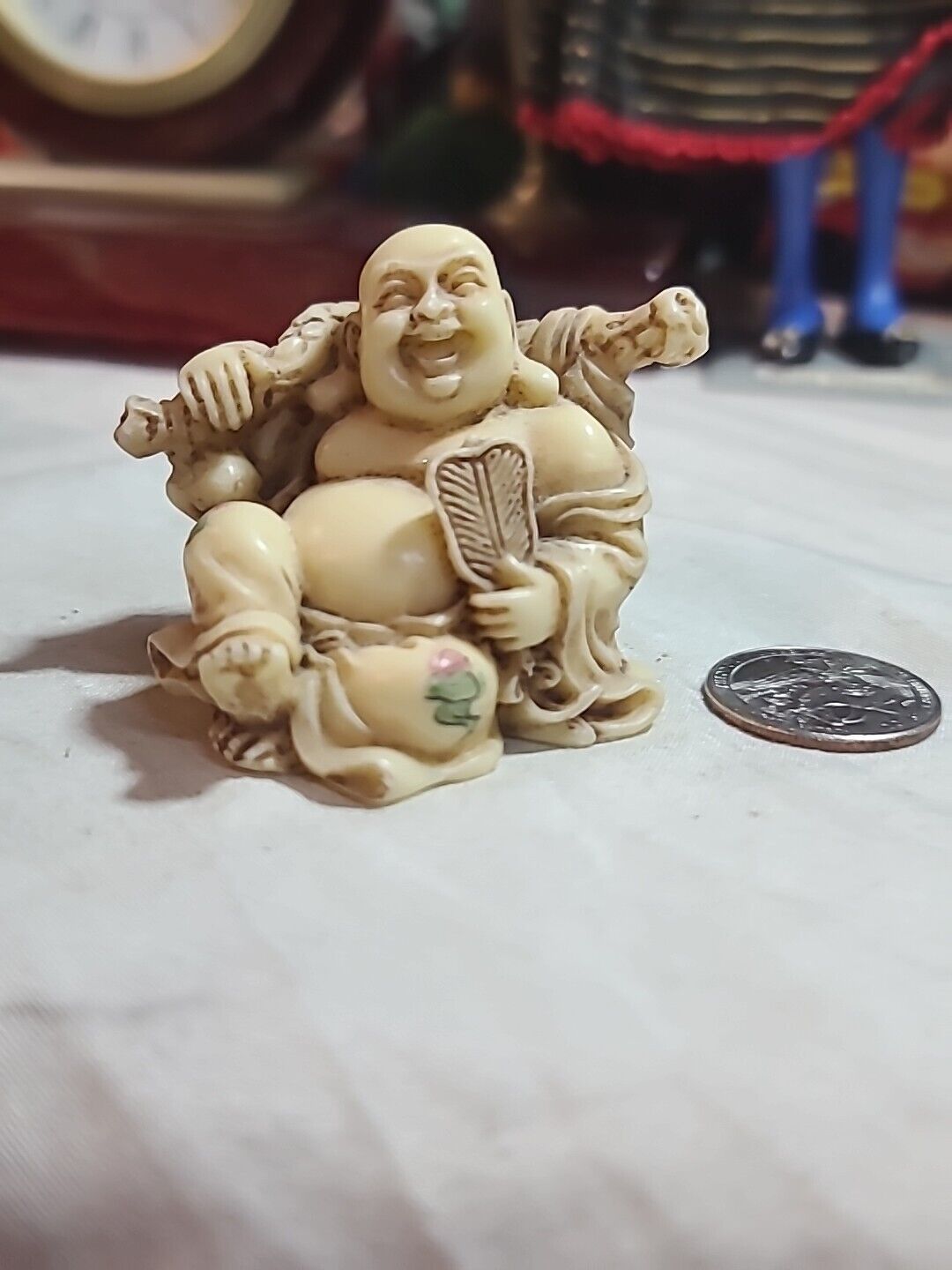 Vintage Chenese Resin Figurine Laughing Happy Budda